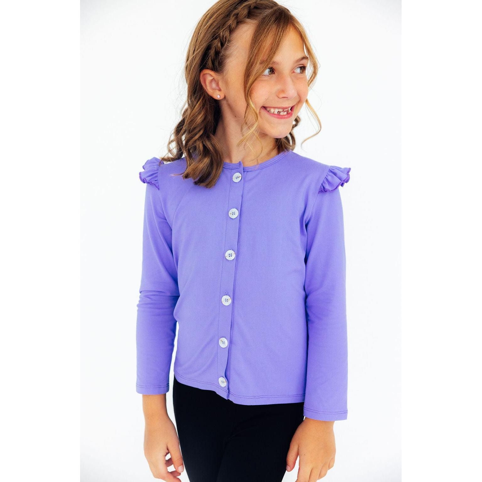 Periwinkle Ruffle Cardigan