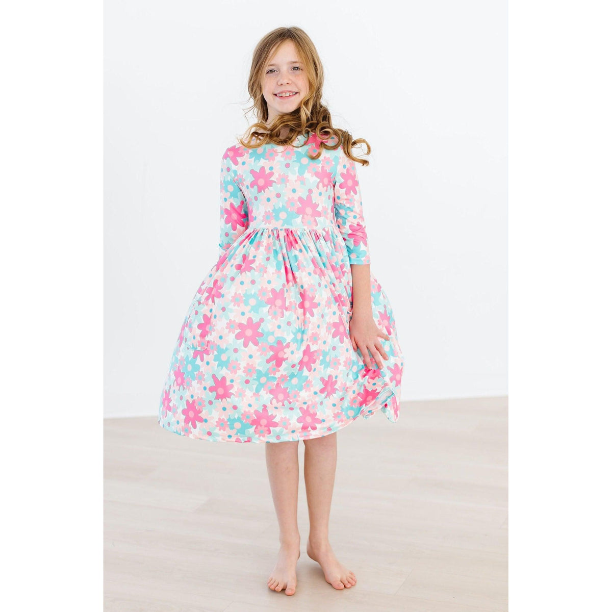 Petal Perfection 3/4 Sleeve Pocket Twirl Dress