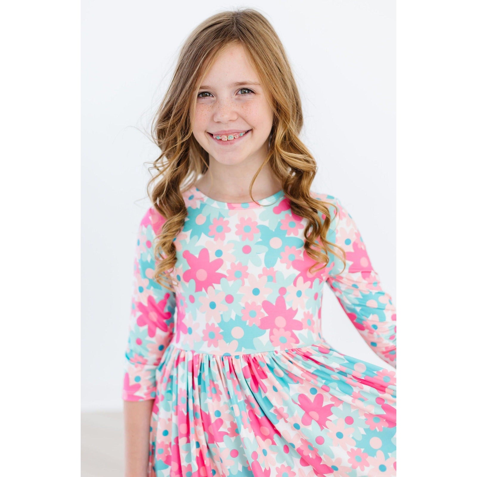 Petal Perfection 3/4 Sleeve Pocket Twirl Dress