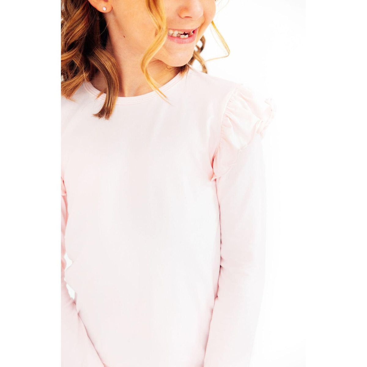 Petal Pink L/S Ruffle Tee
