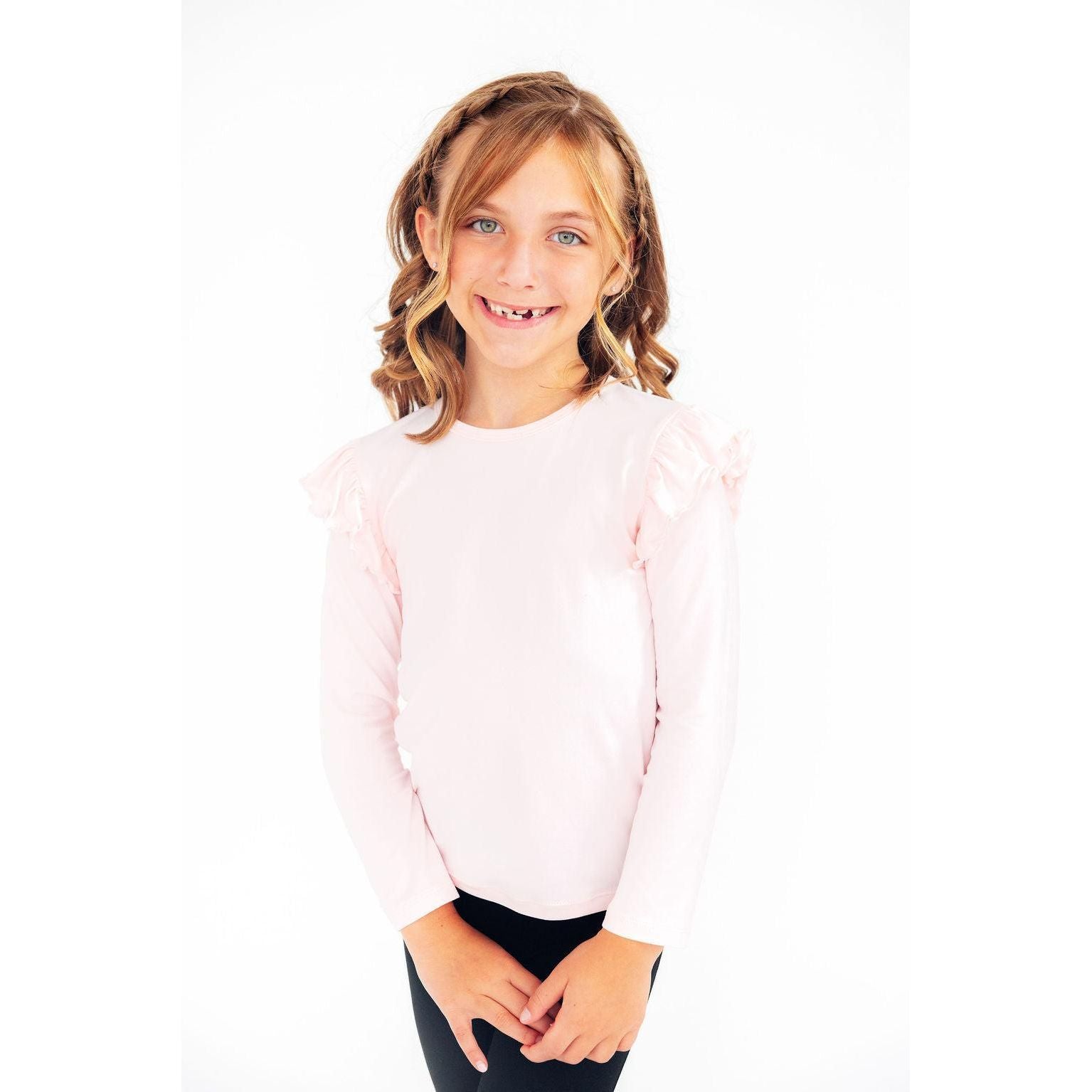 Petal Pink L/S Ruffle Tee