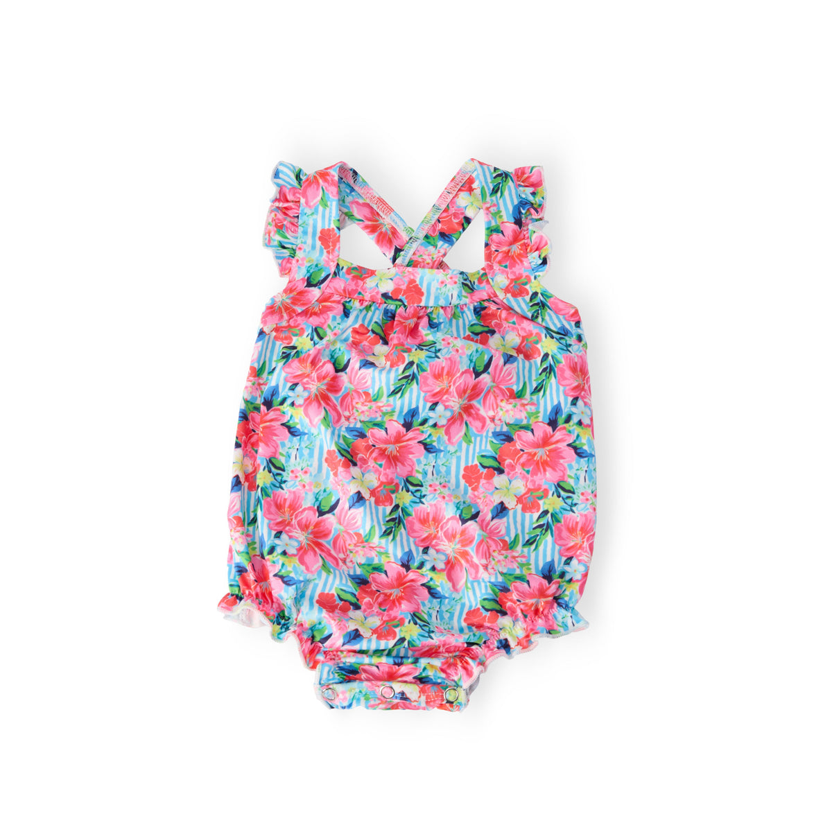 Petals in Paradise Ruffle Cross Back Romper