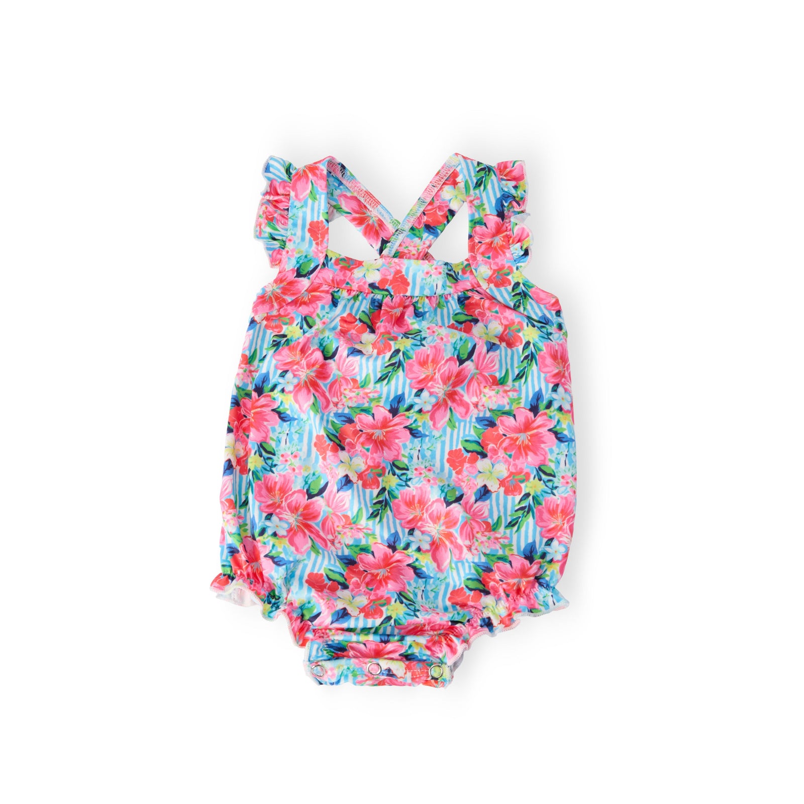Petals in Paradise Ruffle Cross Back Romper