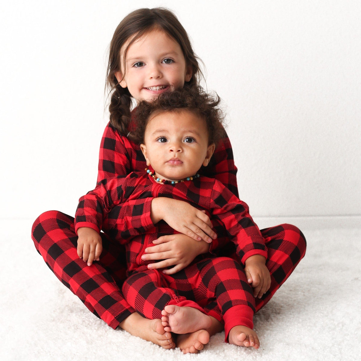 Black &amp; Red Plaid Romper