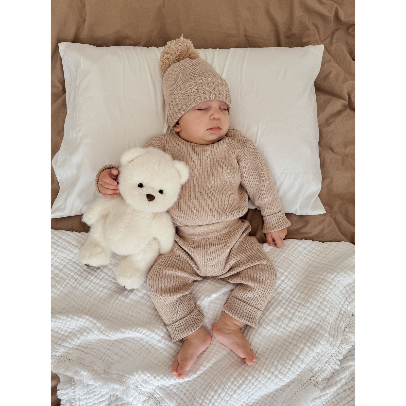 Baby Rib Bodysuit - Heather Beige