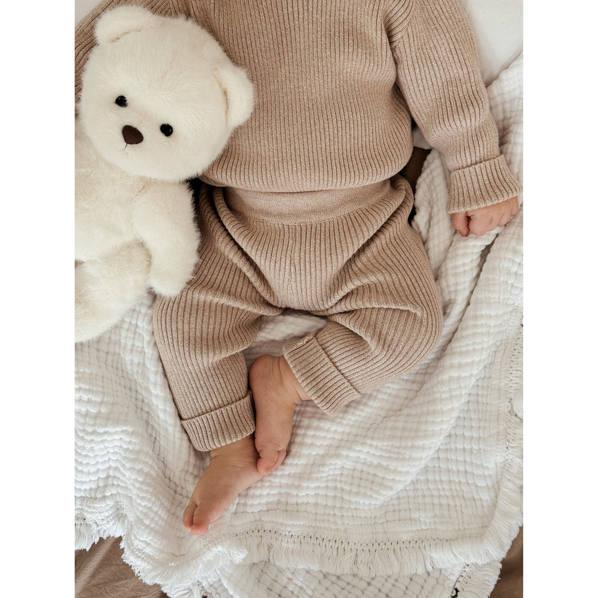 Baby Rib Leggings - Heather Beige