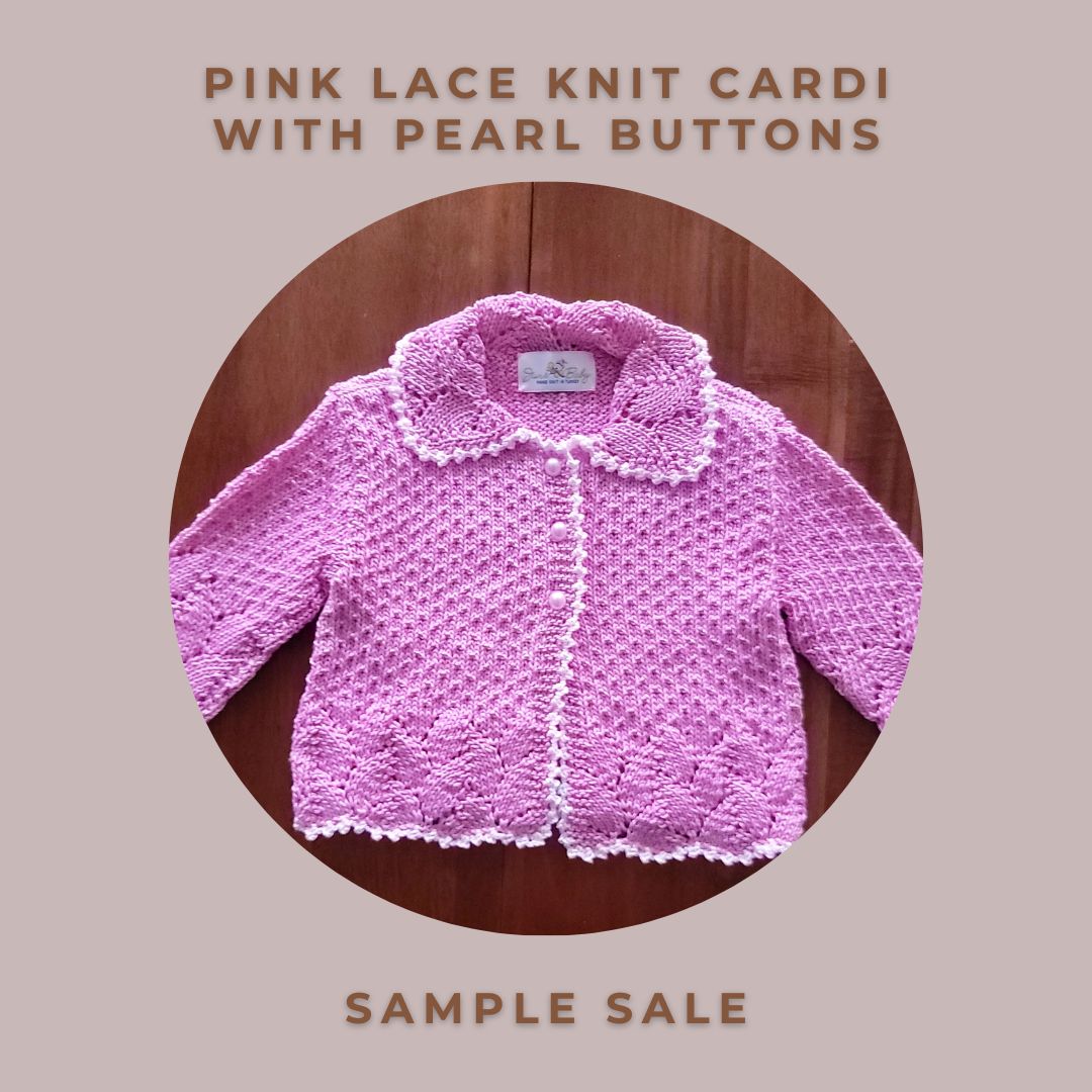 Pink Lace Cardi with Pearl Buttons