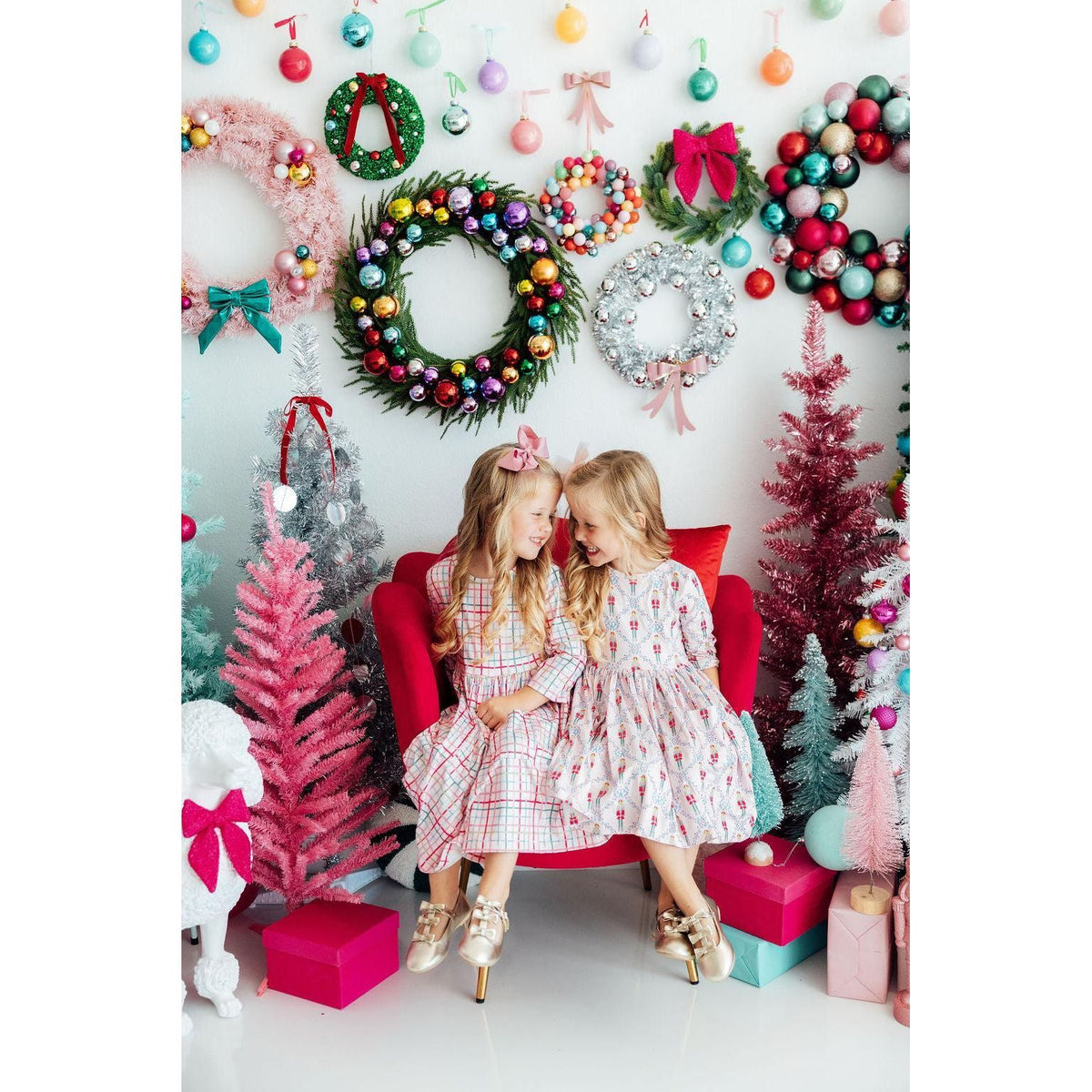 Pink Nutcracker 3/4 Sleeve Pocket Twirl Dress