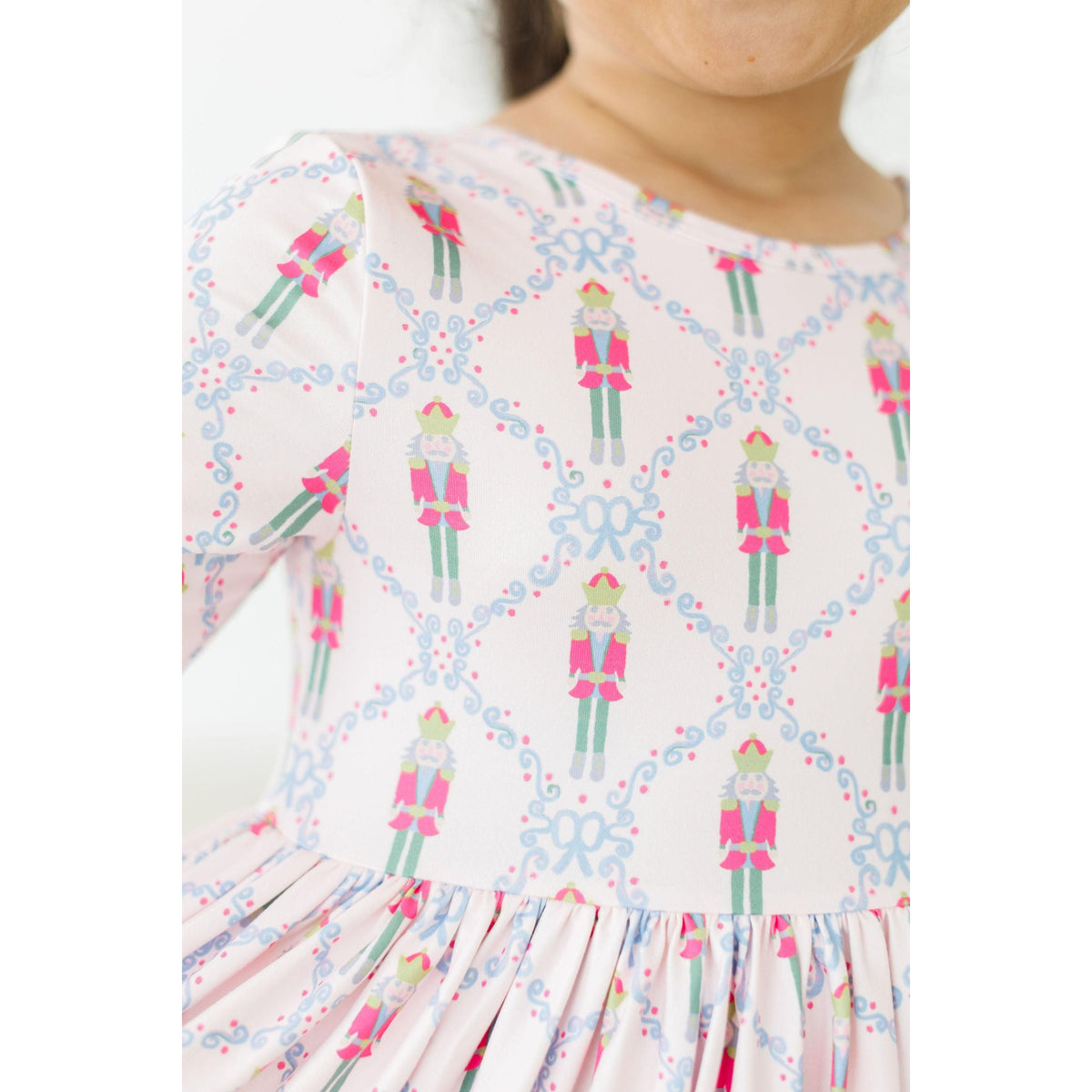 Pink Nutcracker 3/4 Sleeve Pocket Twirl Dress