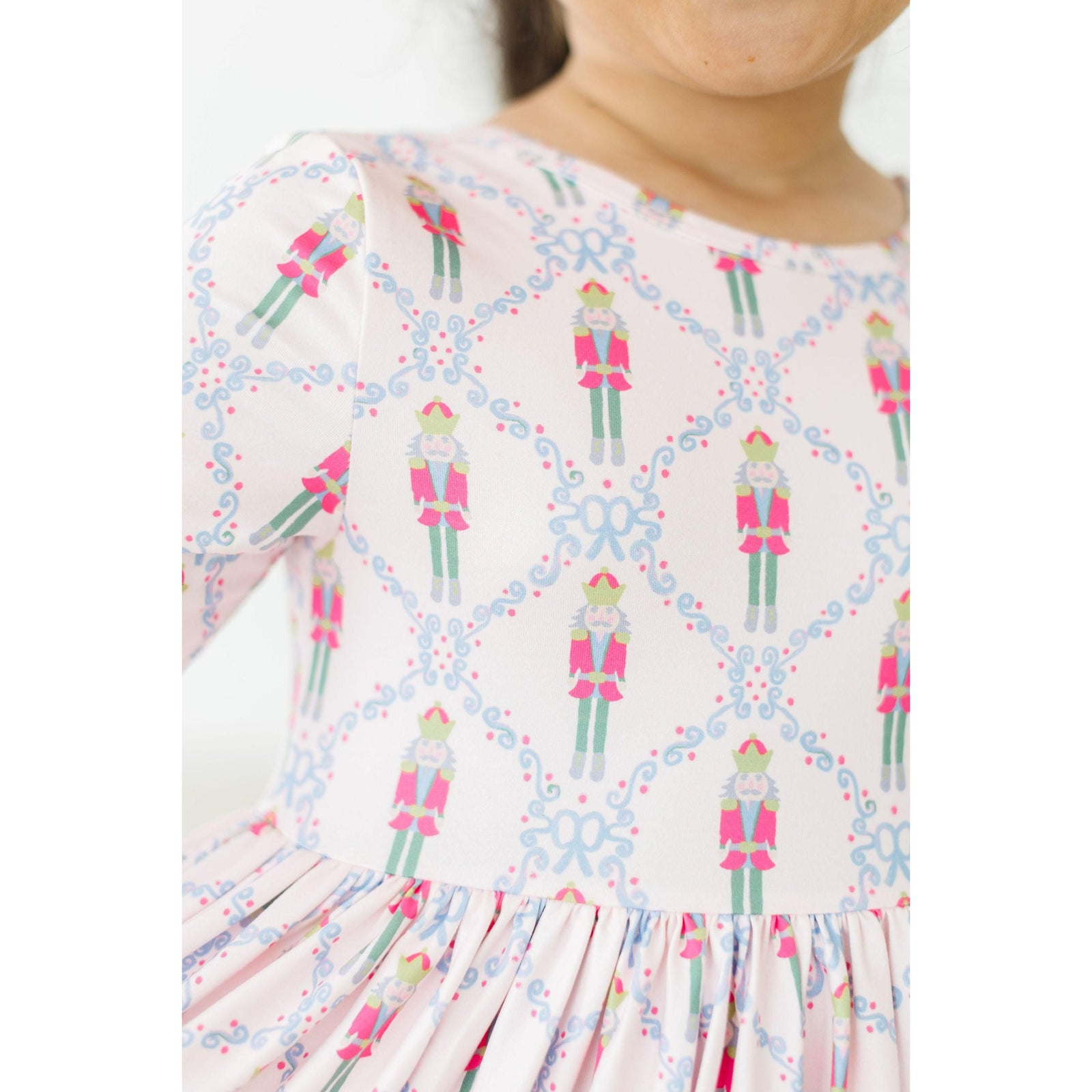 Pink Nutcracker 3/4 Sleeve Pocket Twirl Dress