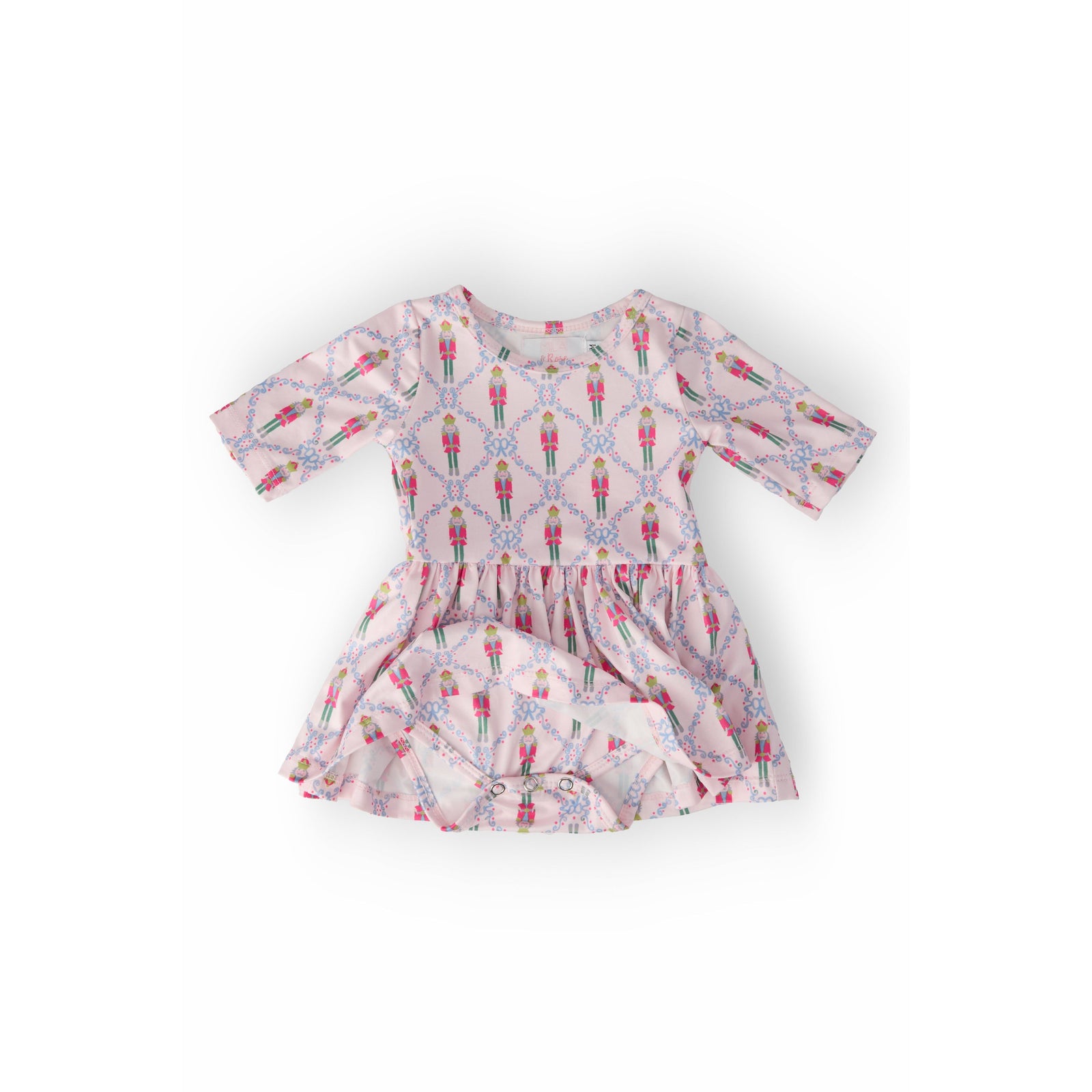 Pink Nutcracker 3/4 Sleeve Twirl Bodysuit
