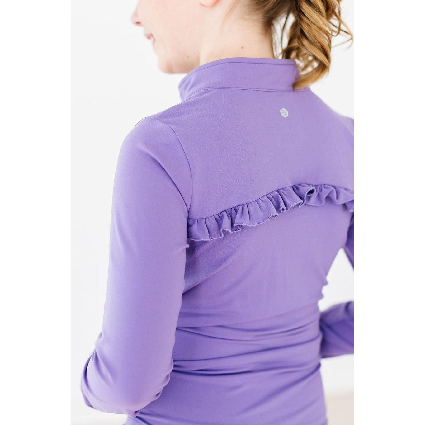 Playful Purple Full-Zip Ruffle Active Jacket