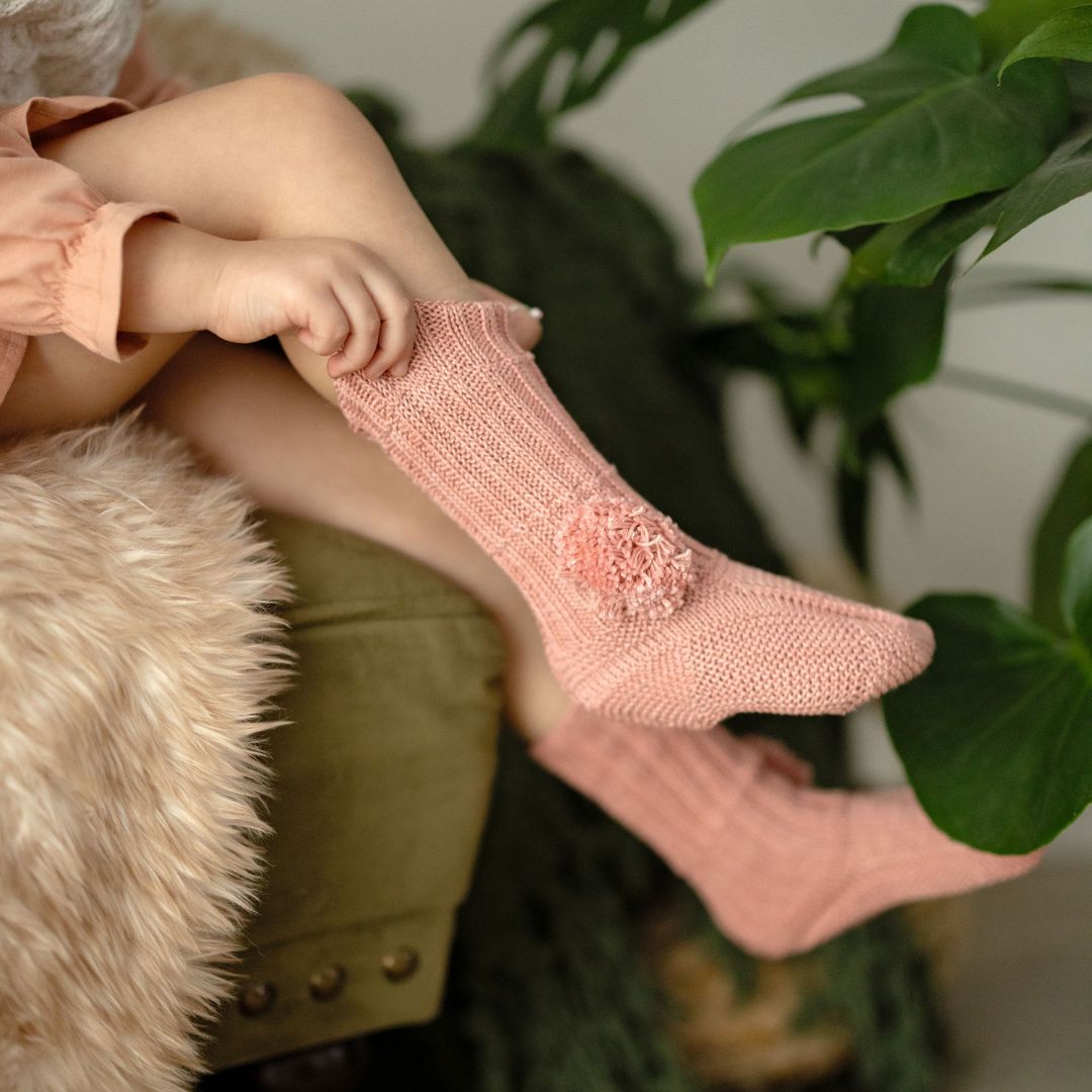 Pom-Pom Knit Bed Socks