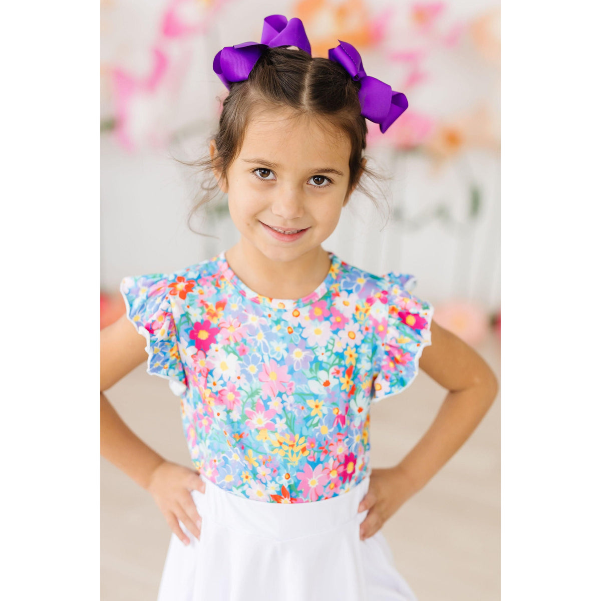Preppy Floral S/S Ruffle Tee