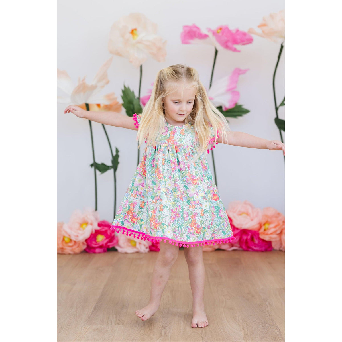 Preppy Petals Pom Pom Dress