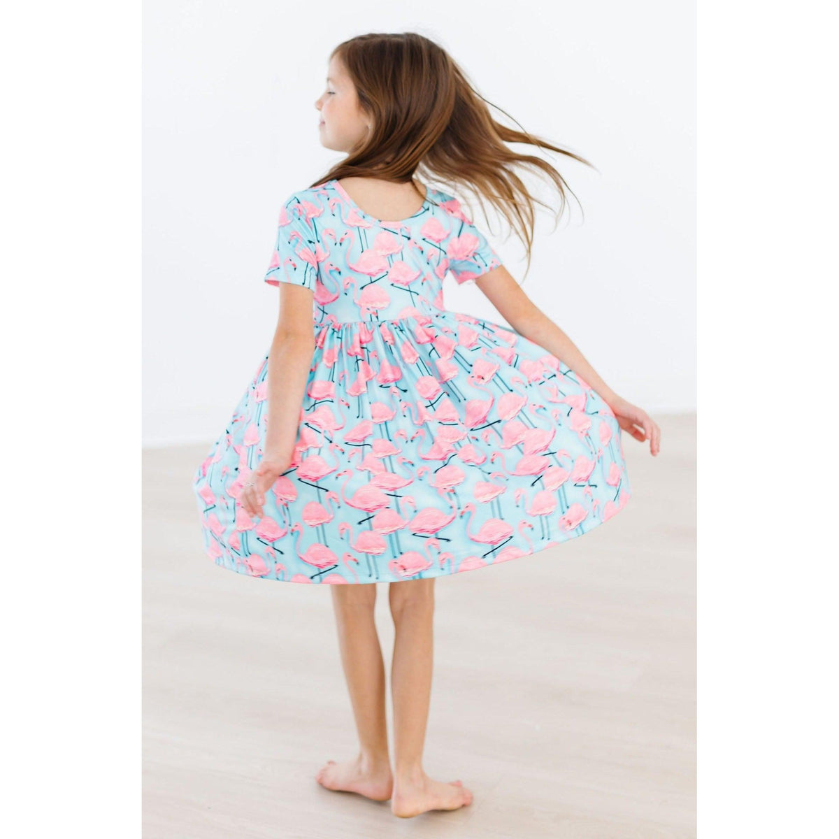 Pretty in Pink Flamingos S/S Pocket Twirl Dress