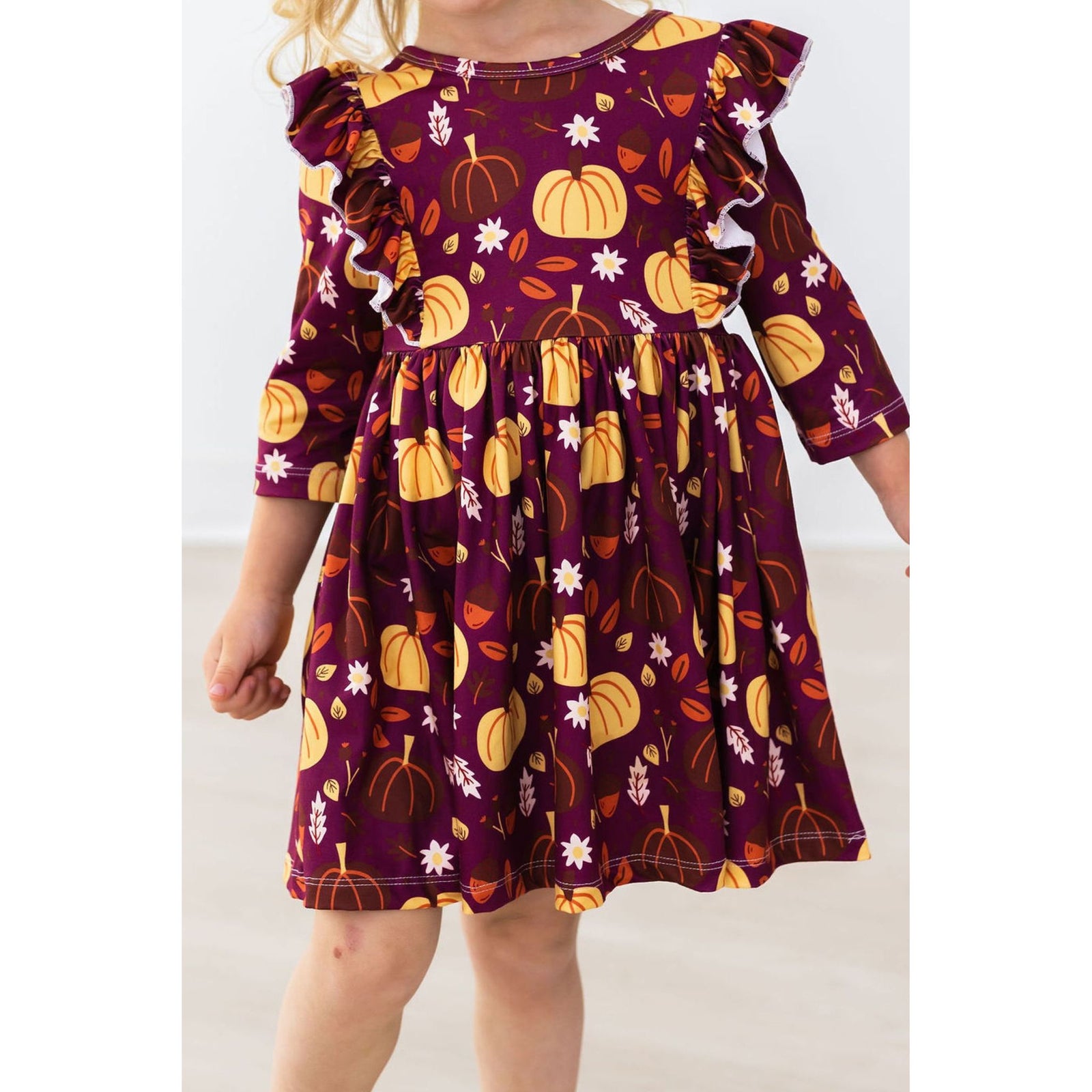 Pumpkin Patch 3/4 Sleeve Ruffle Twirl Dress