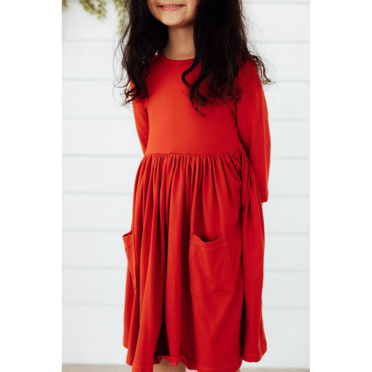 Pumpkin Spice 3/4 Sleeve Pocket Twirl Dress