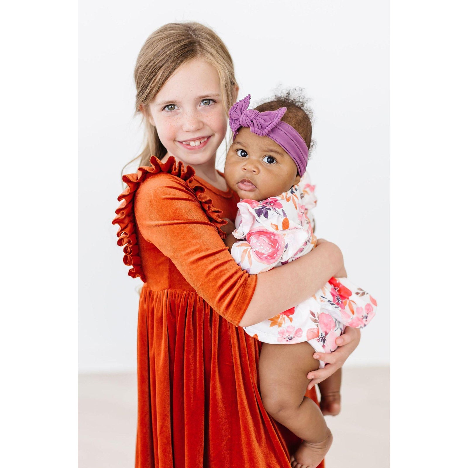 Pumpkin Spice Velvet Ruffle Twirl Dress