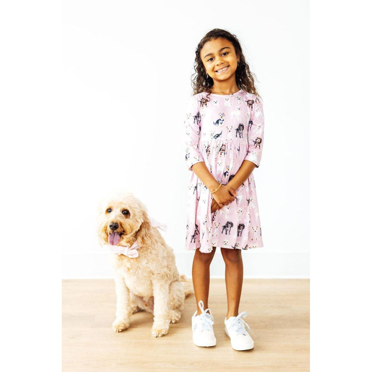 Puppy Kisses 3/4 Sleeve Pocket Twirl Dress