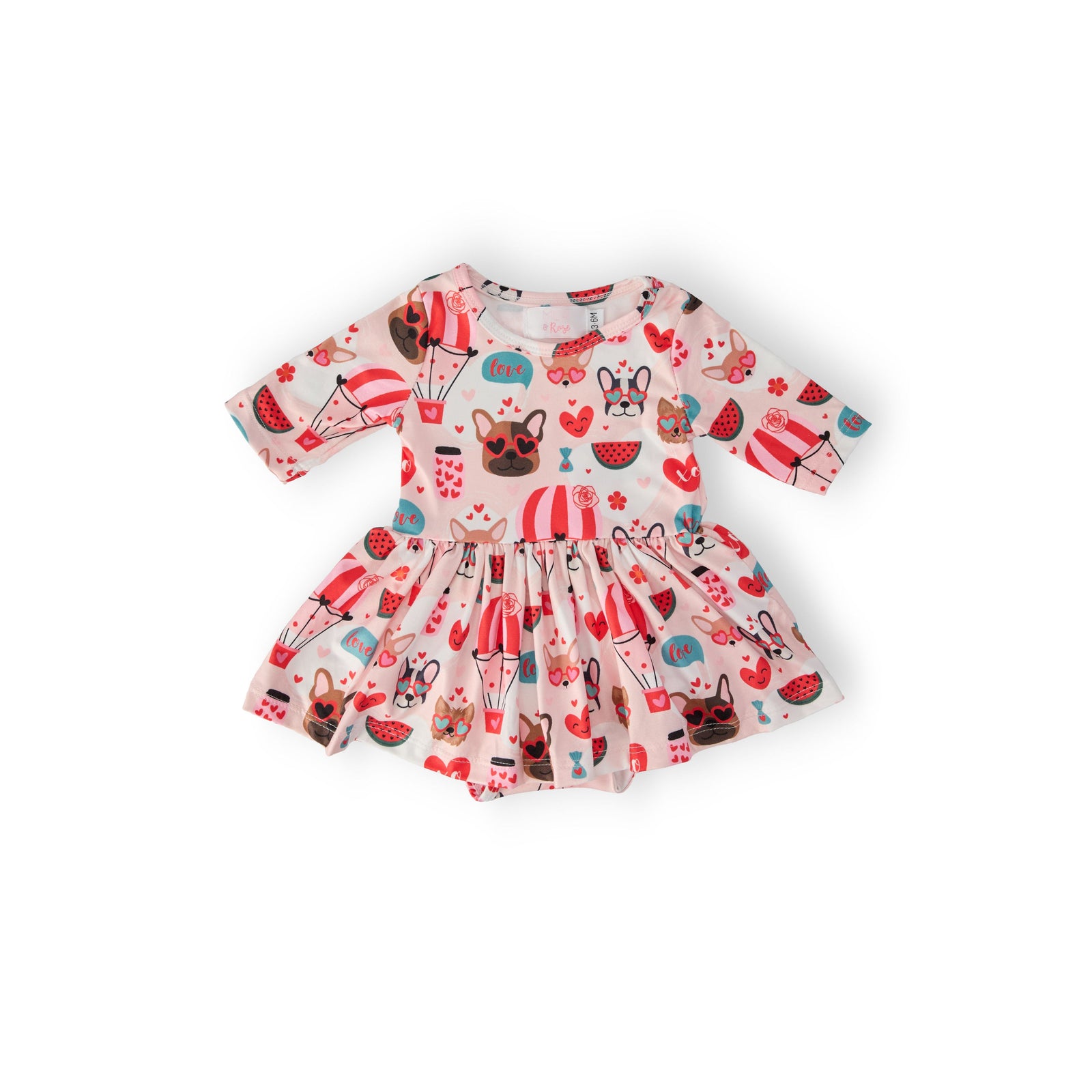 Puppy Love 3/4 Sleeve Twirl Bodysuit