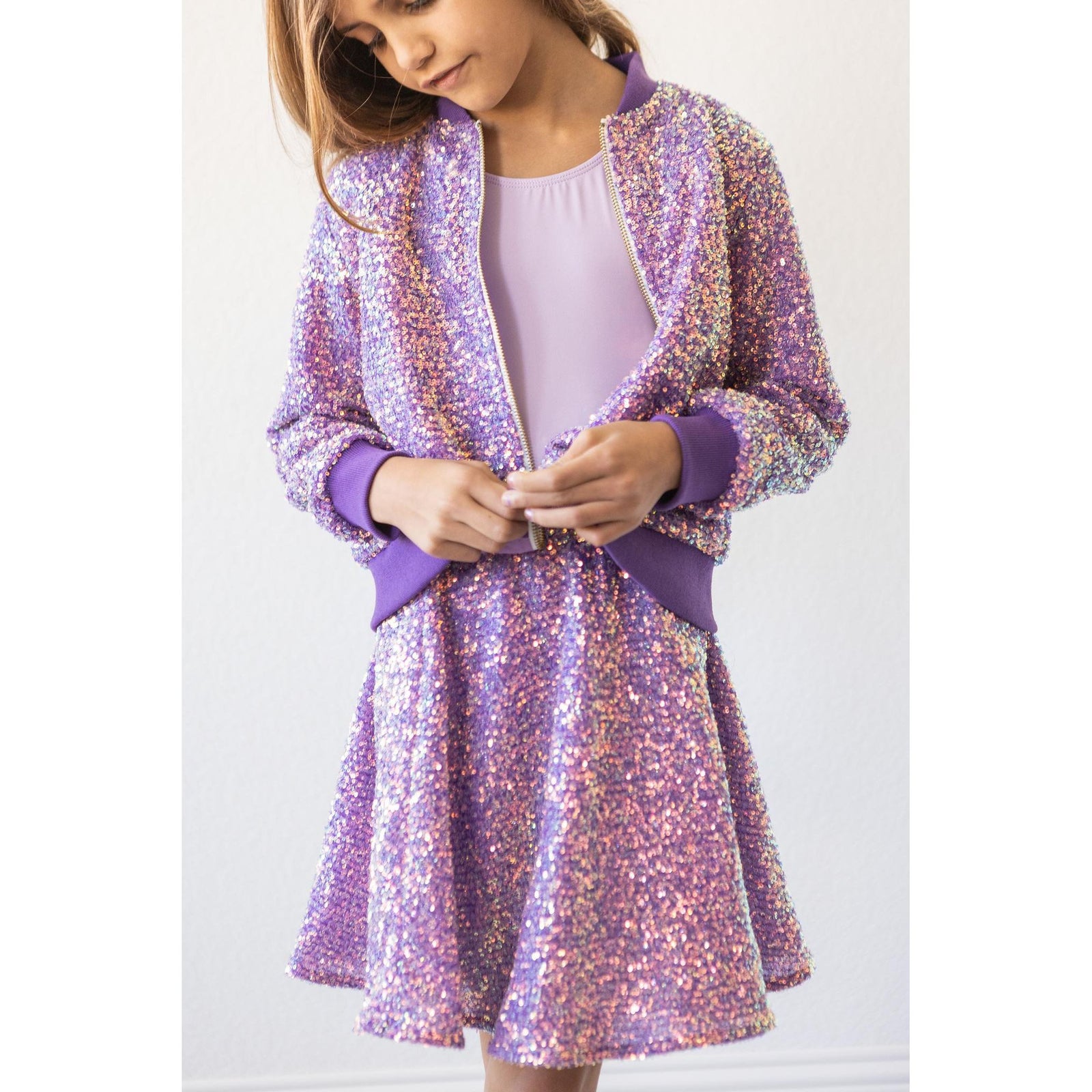 Purple Sequin Twirl Skort