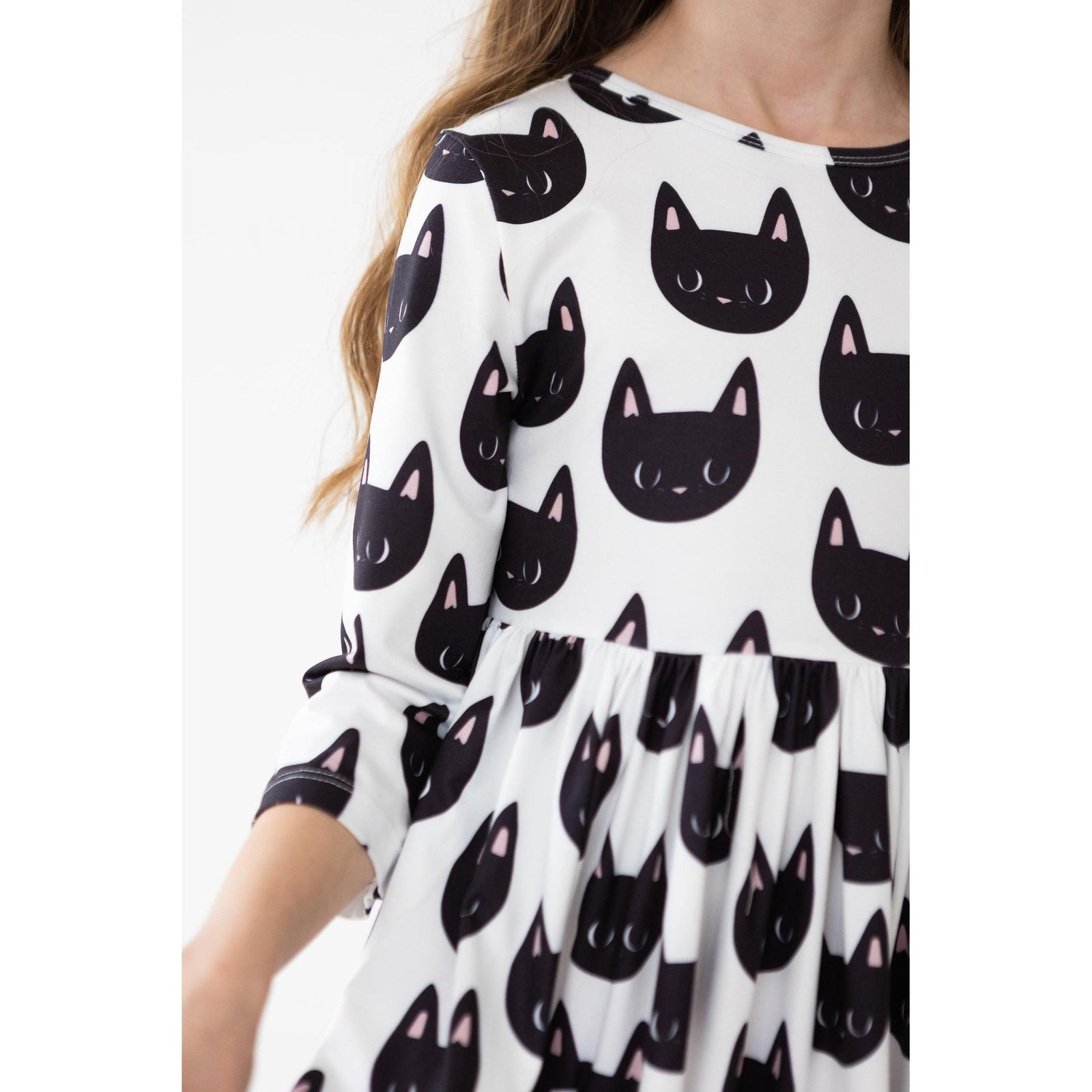 Purrfect 3/4 Sleeve Pocket Twirl Dress