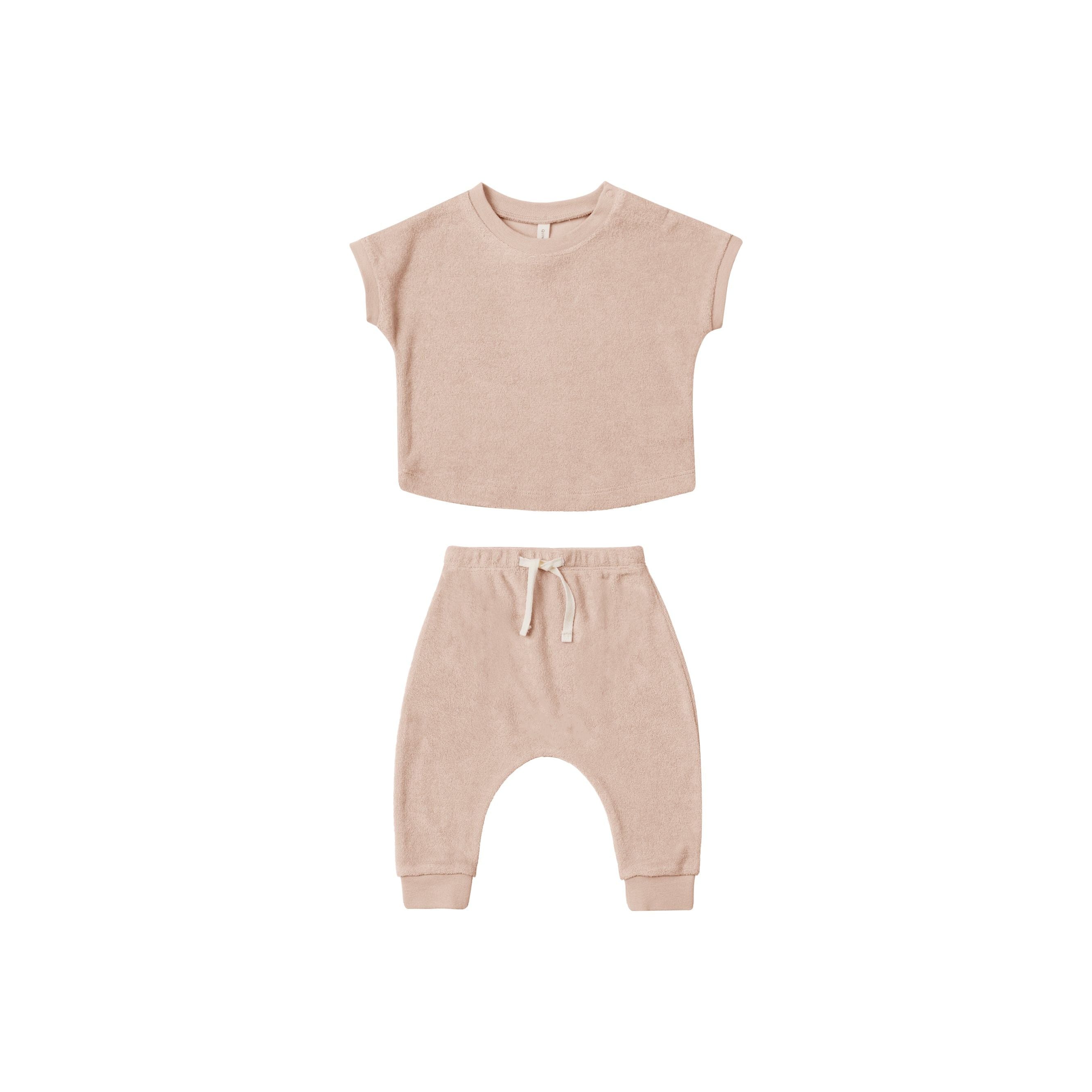 terry tee + pant set || blush