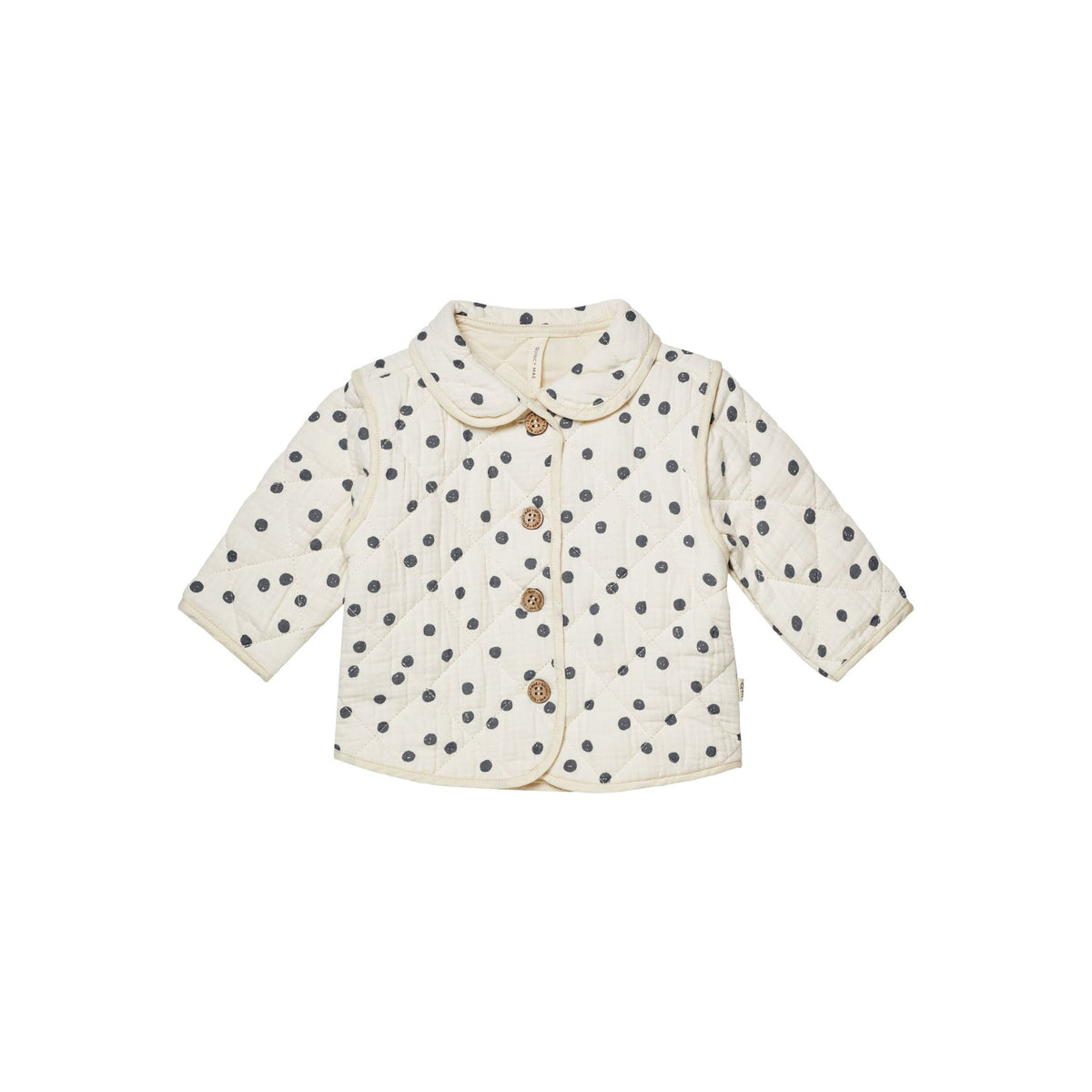quilted jacket || navy dot