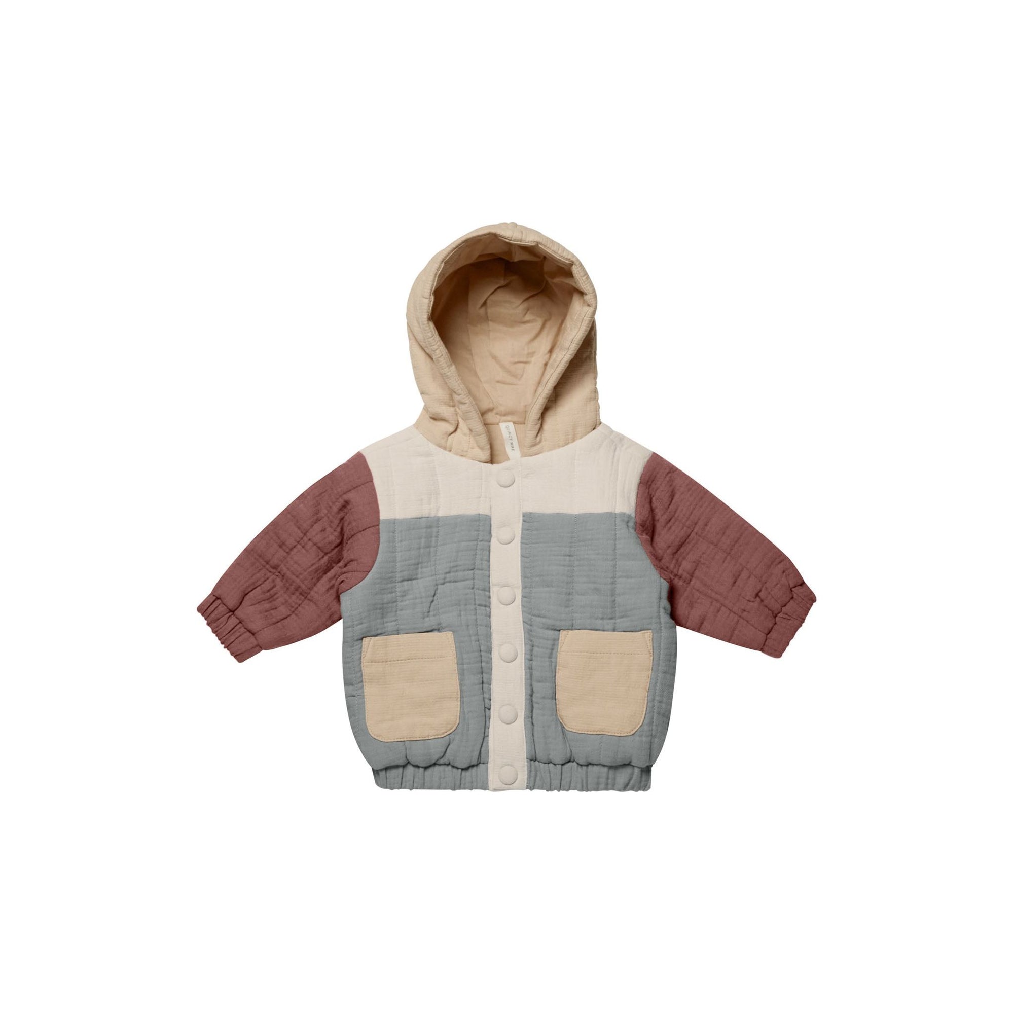 hooded woven jacket || color block