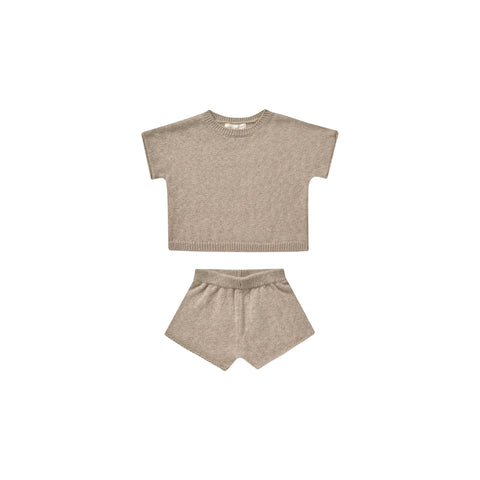 relaxed summer knit set || heathered oat