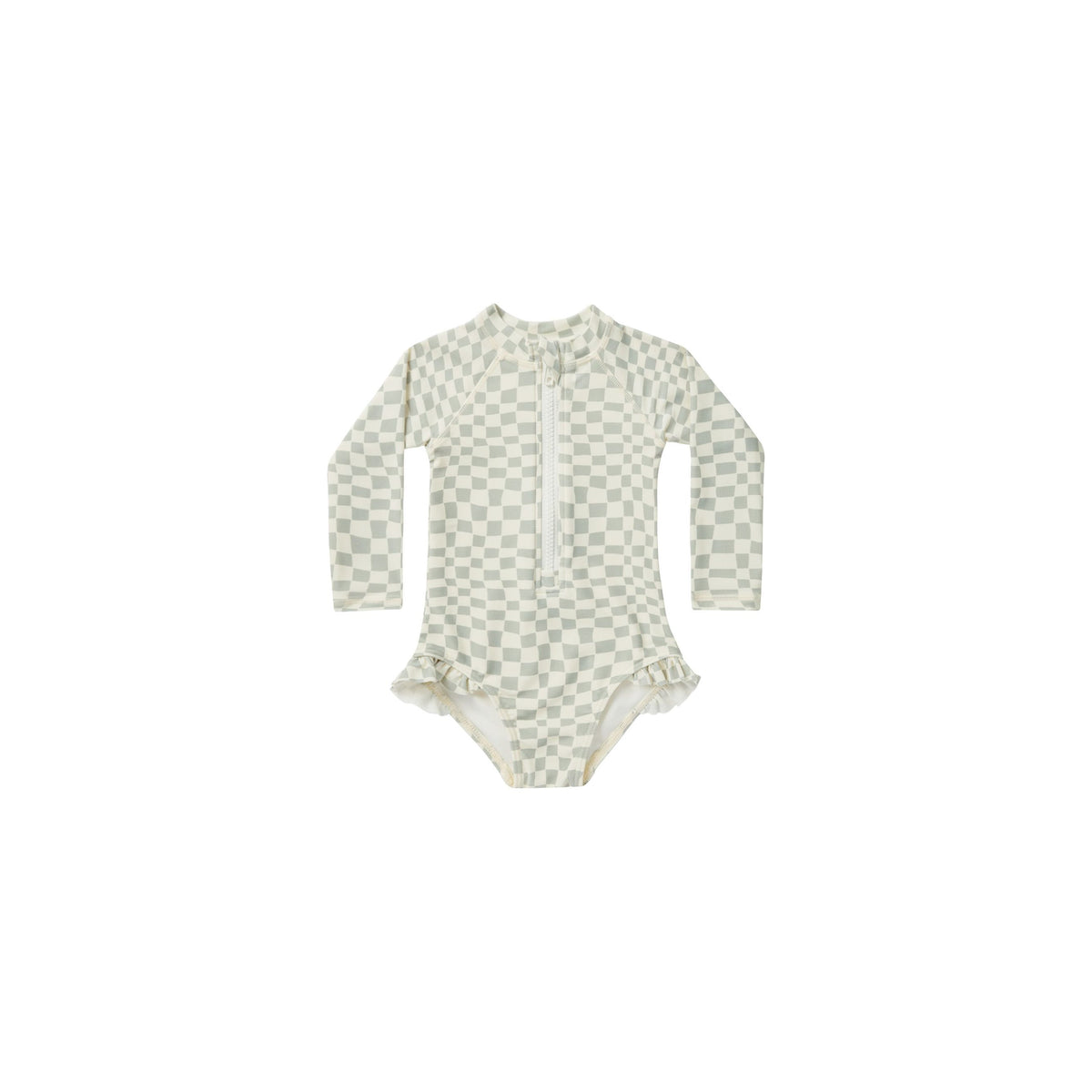 rash guard one-piece || seafoam check