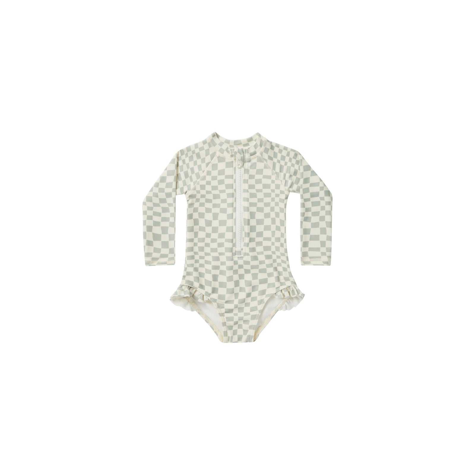 rash guard one-piece || seafoam check