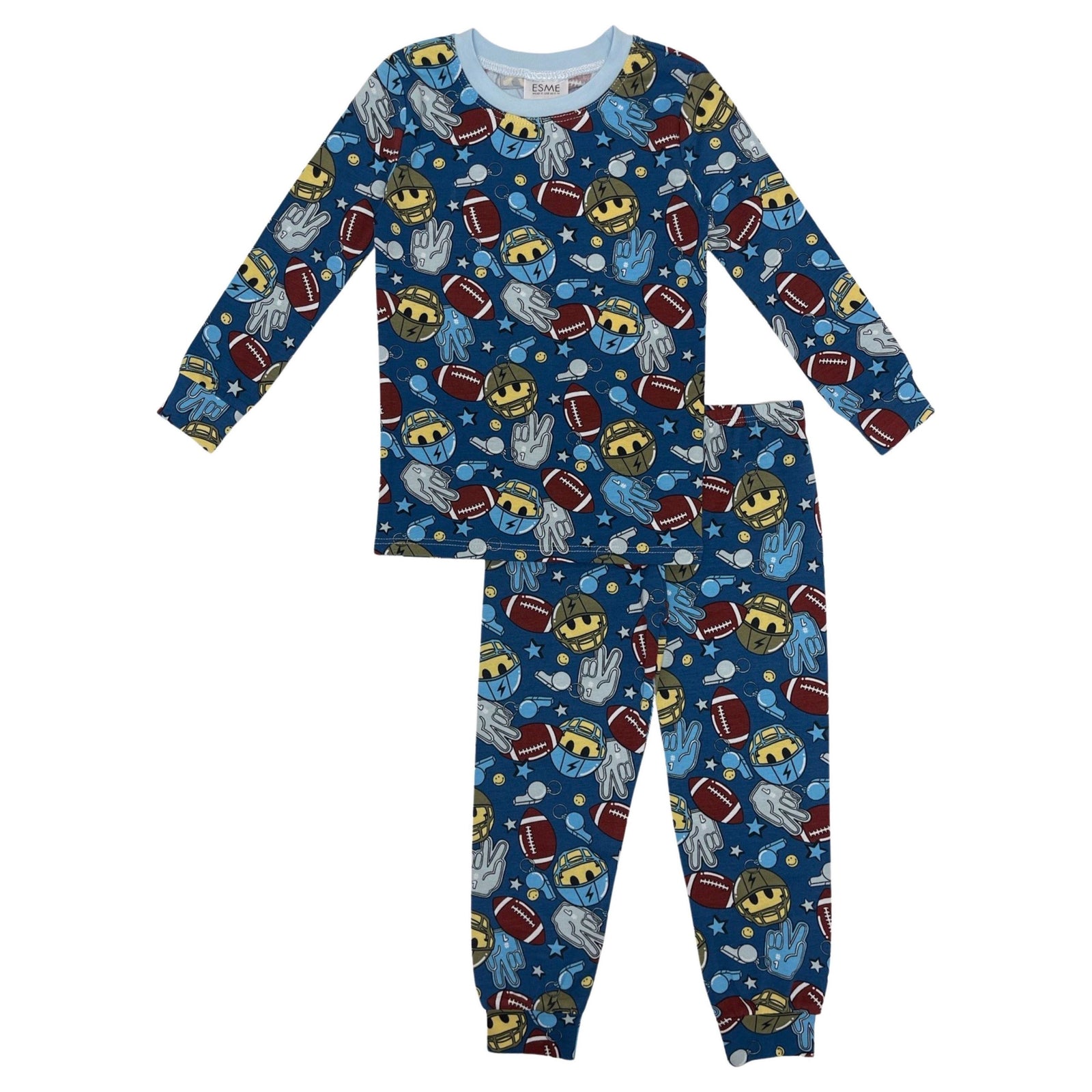 long sleeve pajama set | football