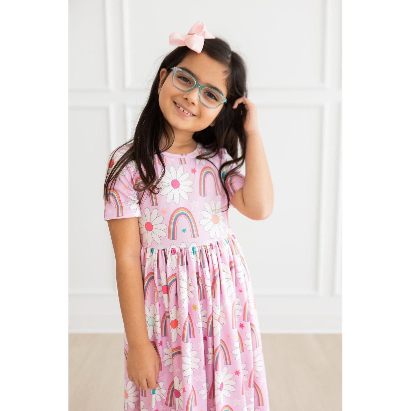 Rainbow Daisies S/S Pocket Twirl Dress