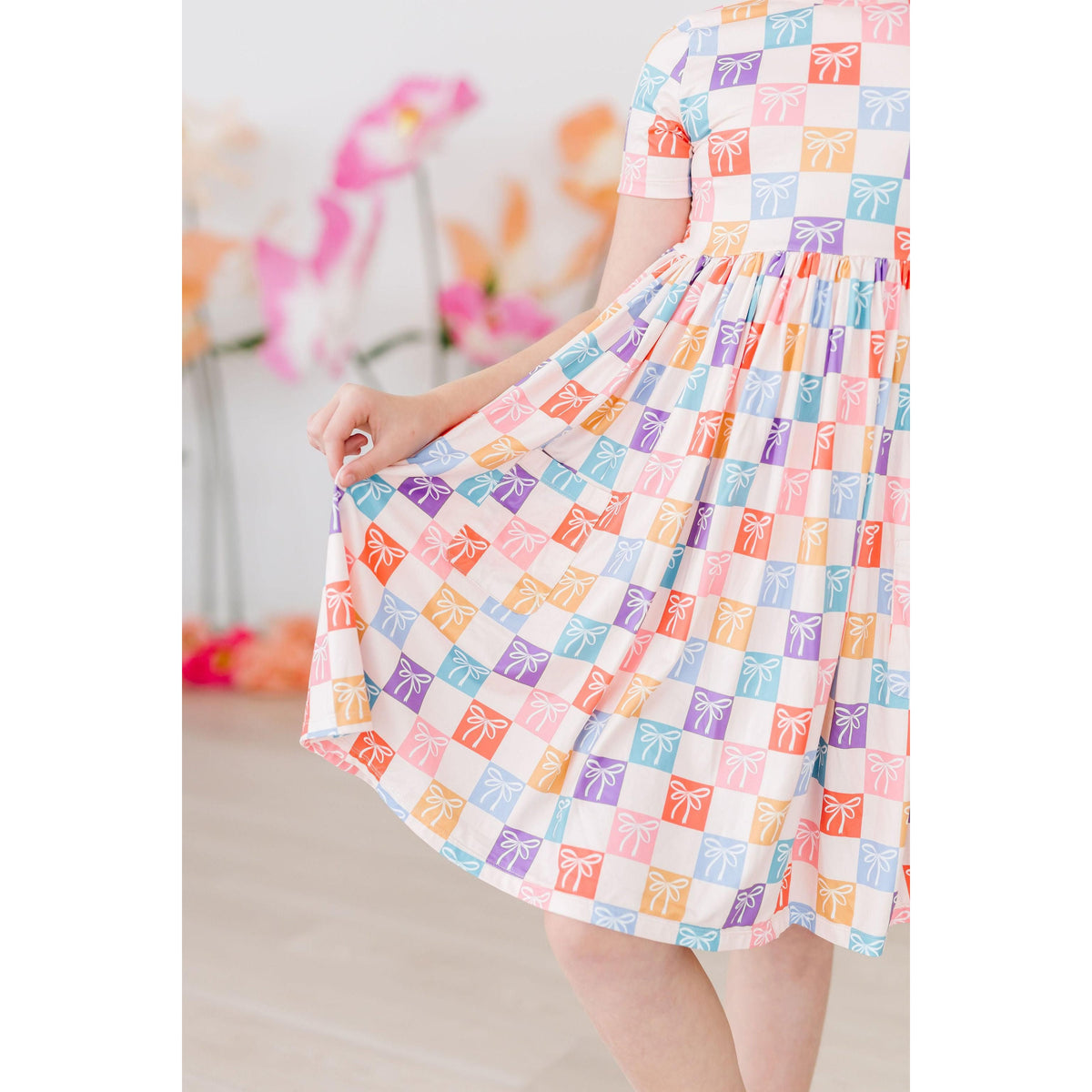 Rainbow Ribbons S/S Pocket Twirl Dress