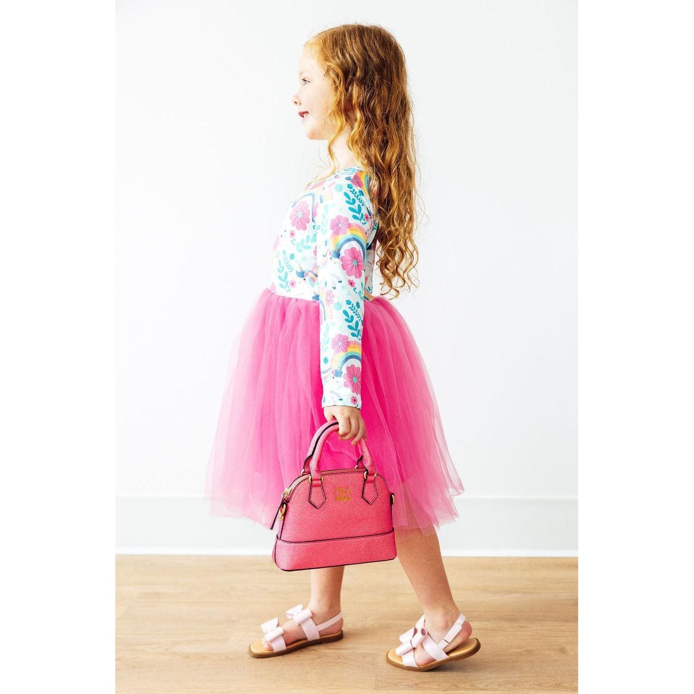 Neon Pink Glitter Girl's Crossbody Purse