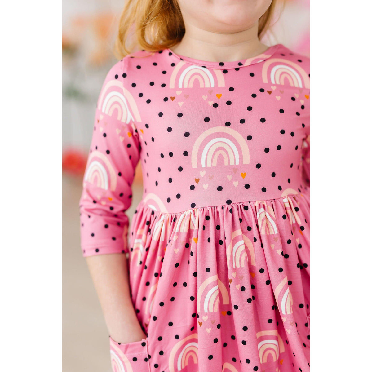 Rainbow Wishes 3/4 Sleeve Pocket Twirl Dress