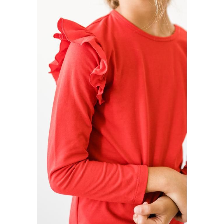 Red L/S Ruffle Tee
