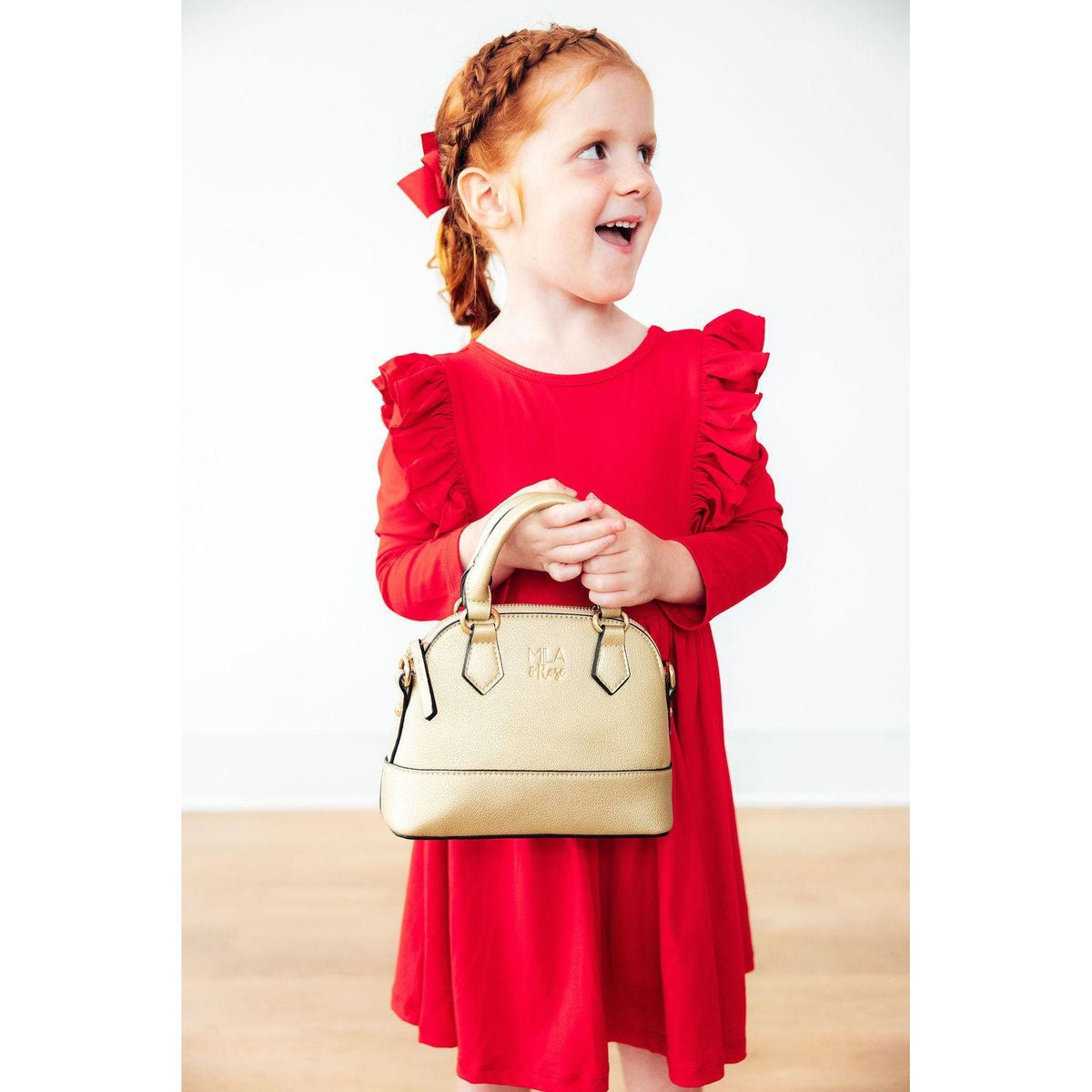 Red L/S Ruffle Twirl Dress