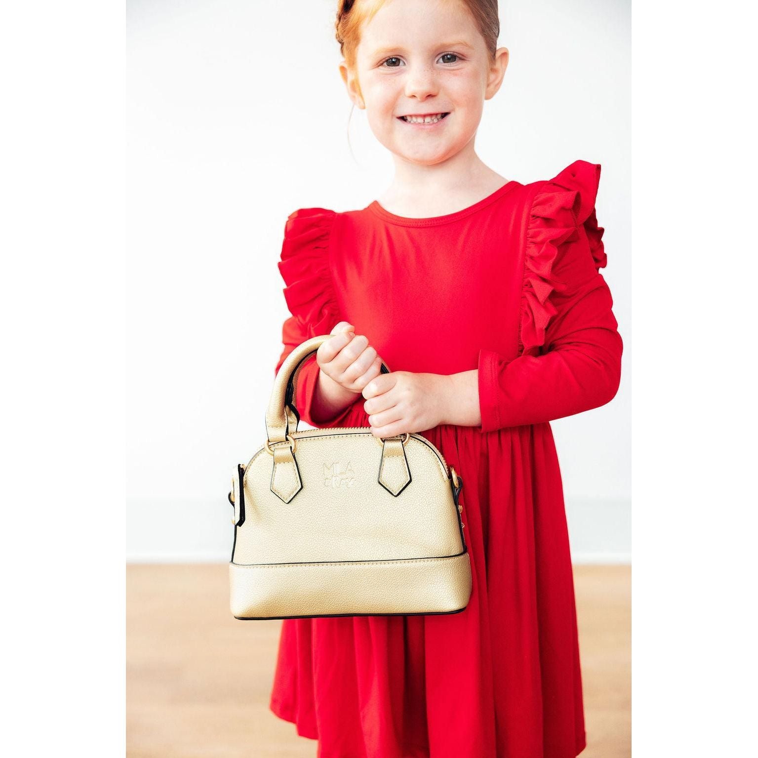 Red L/S Ruffle Twirl Dress