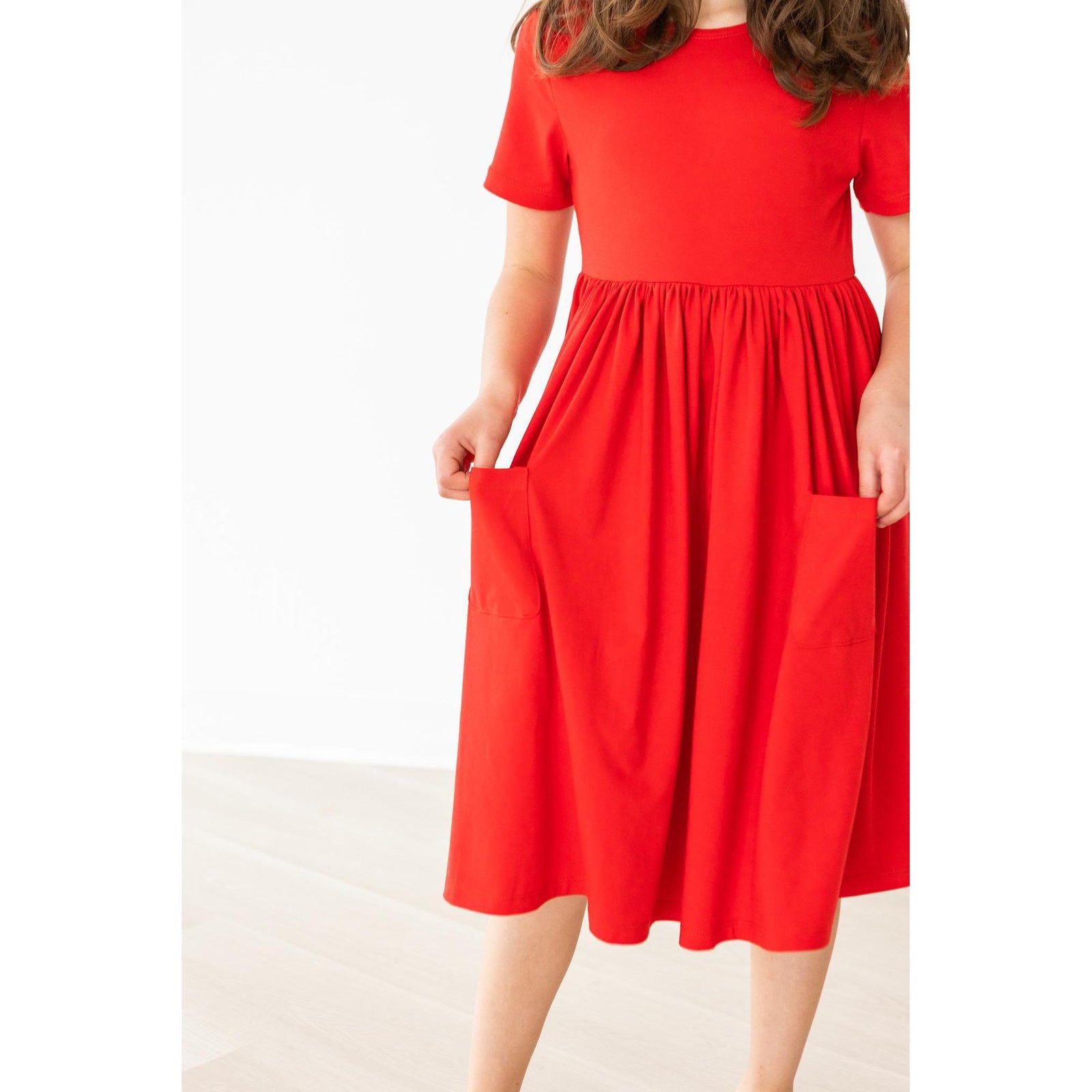Red S/S Pocket Twirl Dress