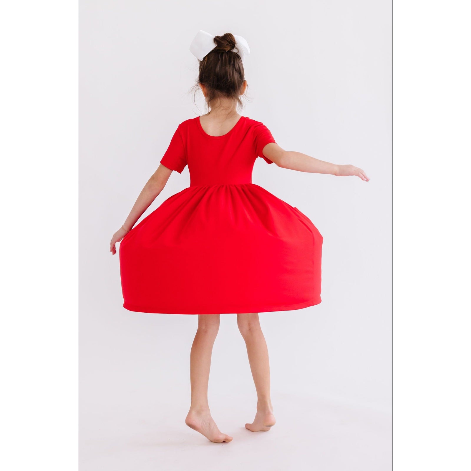 Red S/S Pocket Twirl Dress