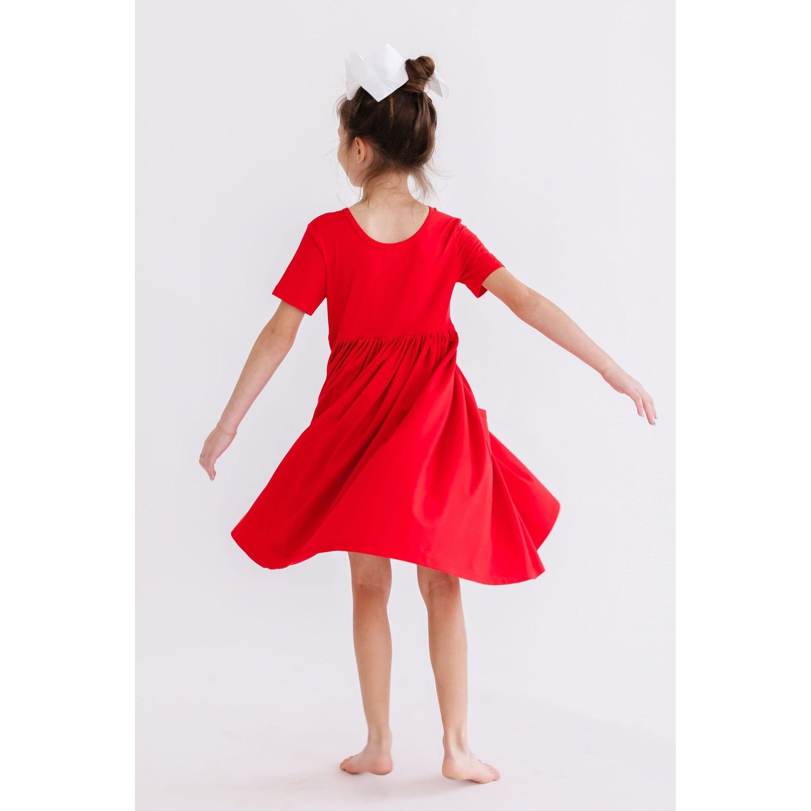 Red S/S Pocket Twirl Dress