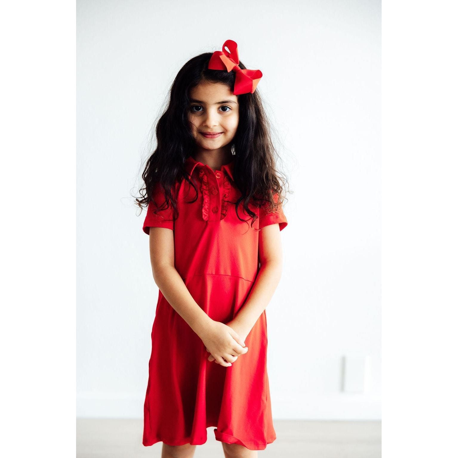 Red S/S Polo Dress