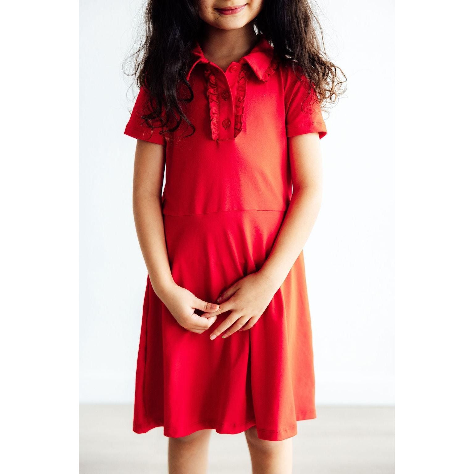 Red S/S Polo Dress