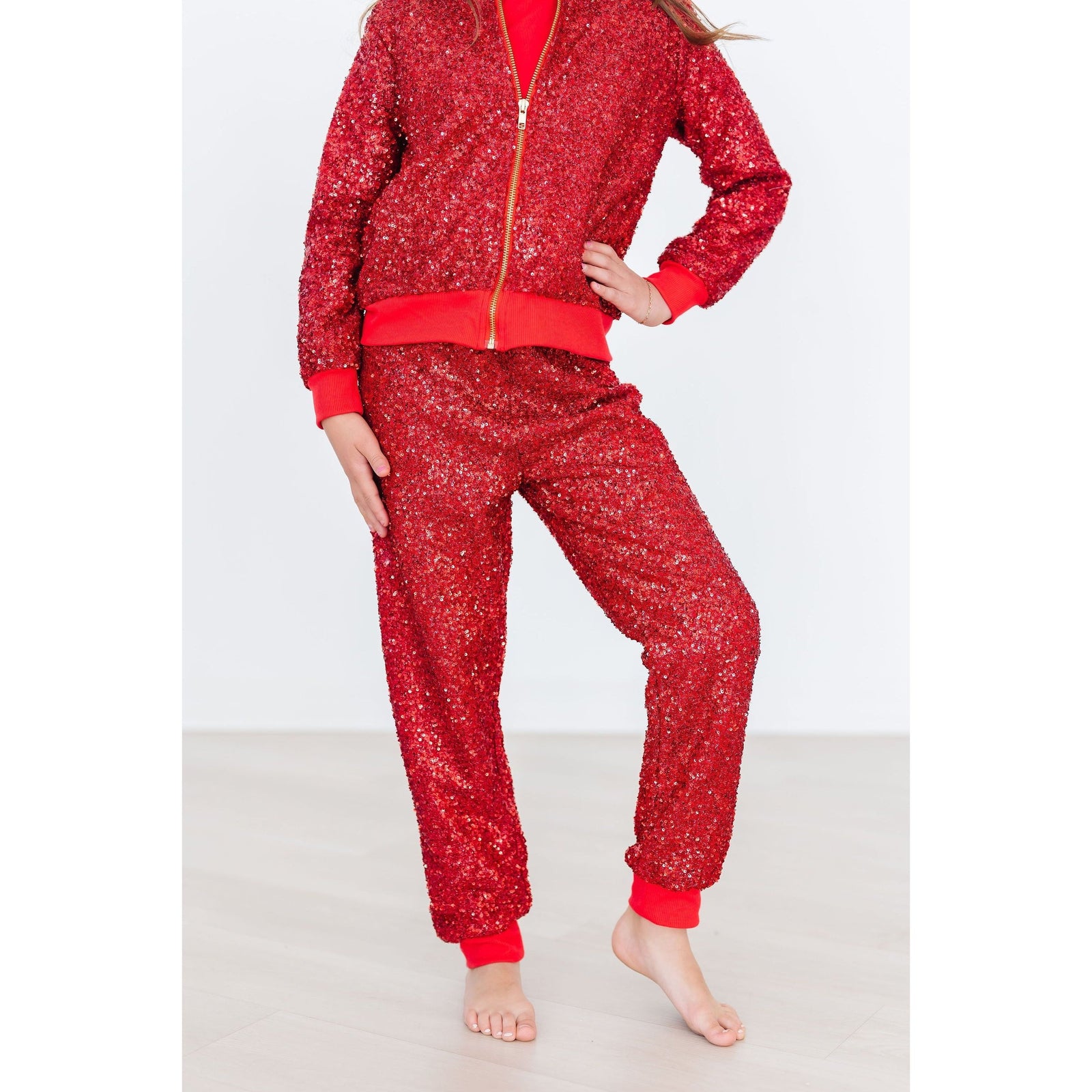 Red Sequin Joggers