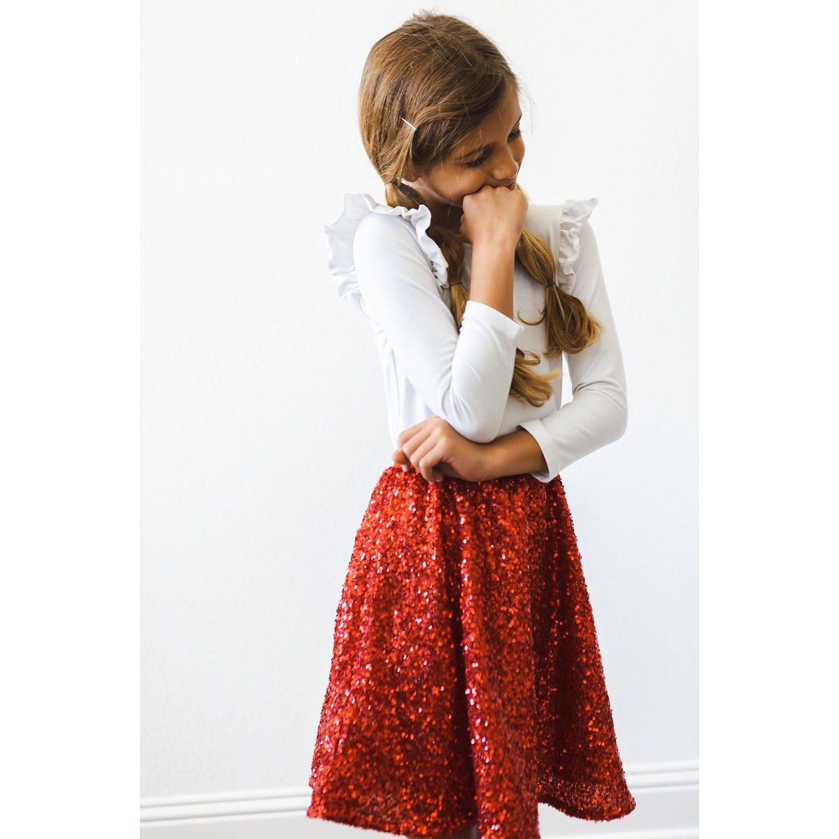 Red Sequin Twirl Skort