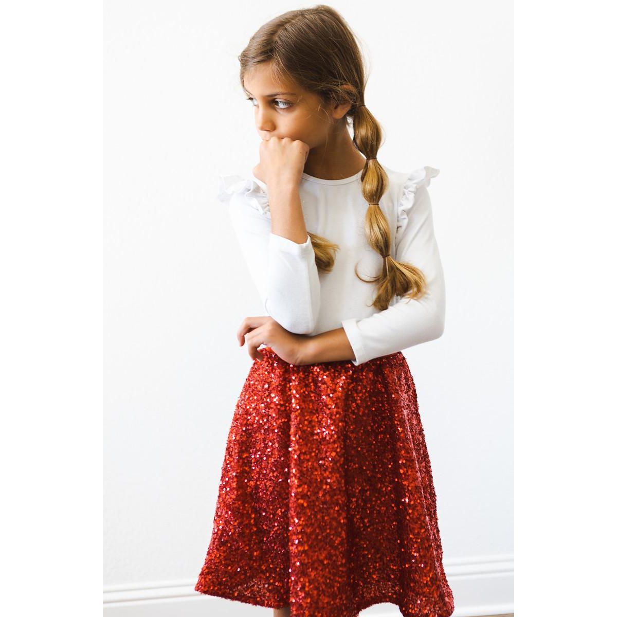 Red Sequin Twirl Skort
