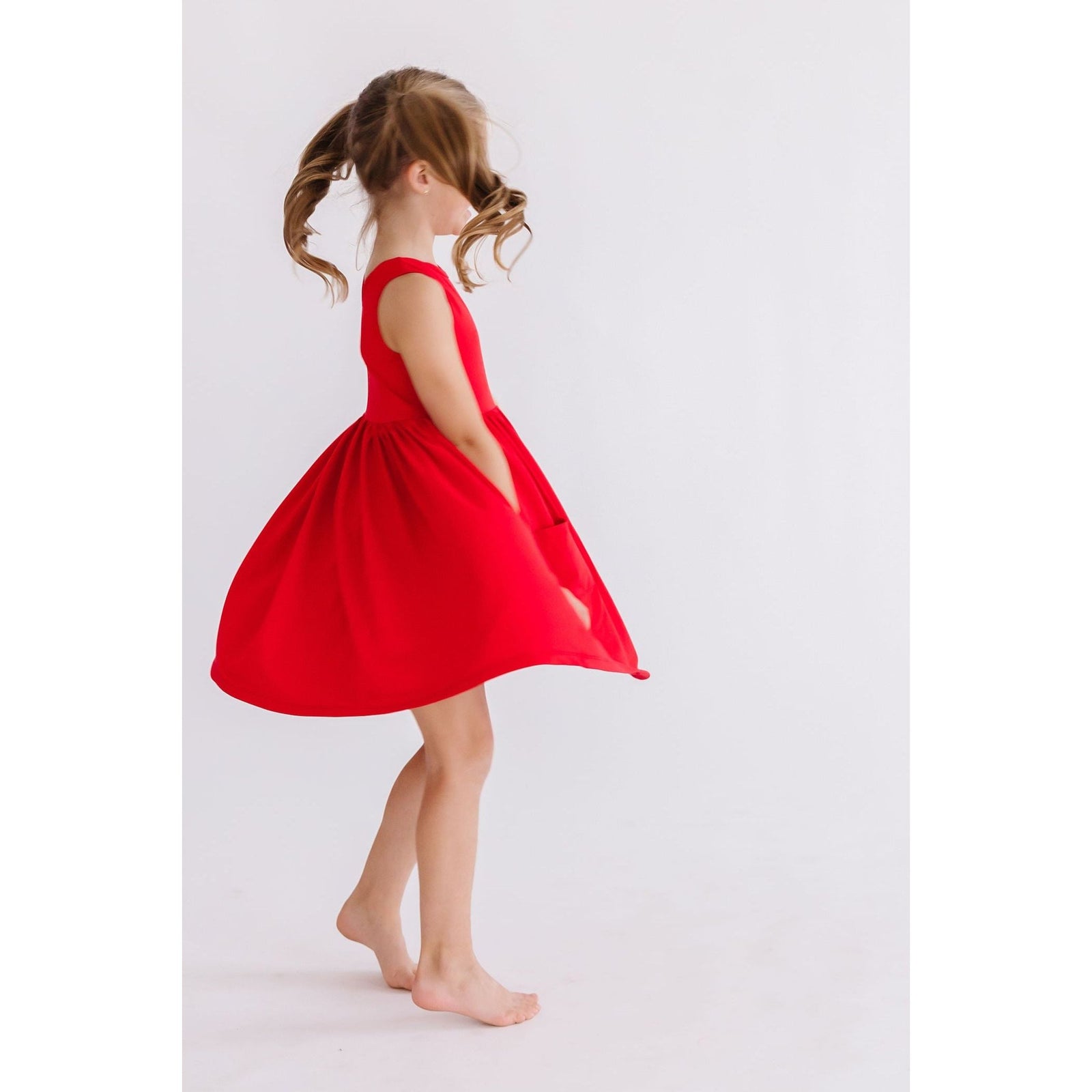 Red Tank Pocket Twirl Dress